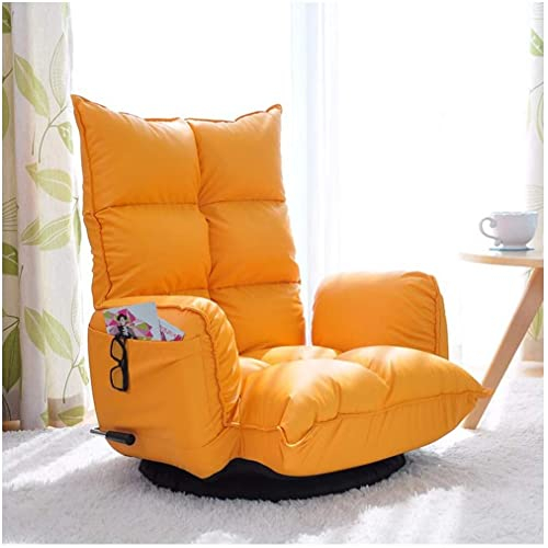 ANAART Lazy Sofa Sitzsack Tatami Sofa Stuhl PU Leder Schlafzimmer Wohnzimmer Sessel Einstellbare Drehbare Design 115×67×21cm(Color:Orange)