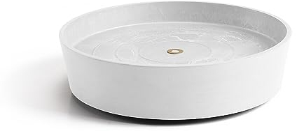 Ecopots Soucoupe à roulettes pour pot de fleurs Amsterdam - Blanc clair - Diamètre intérieur : 26 cm - Extérieur : 28 cm - Ronde - Grande soucoupe avec roulettes - Pour pot de plantes - Pour