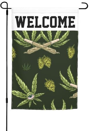 Willkommensgartenflagge Gras Rauch Augäpfel Hofflaggen wetterbeständig Bauernhaus Outdoor Veranda Dekoration Heimdekoration 30,5 x 45,7 cm