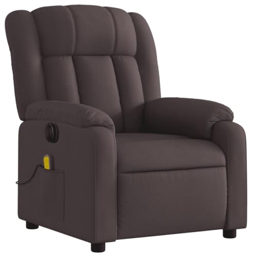 vidaXL Massagesessel Elektrisch, Sessel Verstellbare Rückenlehne Fußteil, Fernsehsessel Relaxsessel mit Liegefunktion, Liegesessel Polstersessel Ruhesessel, Dunkelbraun Stoff