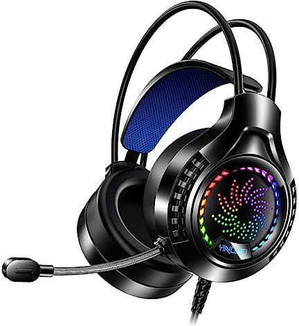 SUIOPPYUW Wired Gaming Headphone 360 Degree Rotary Microphone 20-20KHz Earphone Household Net Bar Music Listening Headset, Black