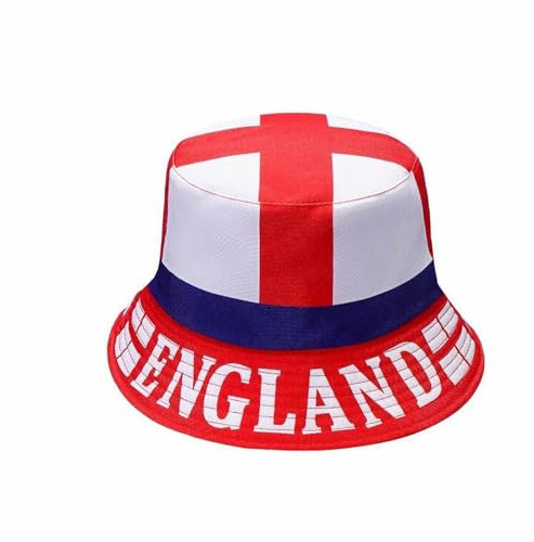 Prime Fashions Unisex Kids England Bucket Hat - Cross Flag Hat - Reversible & Foldable Durable Lightweight Football Hat for Kids