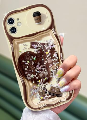 Toycamp Schutzhülle für iPhone 11, 15,4 cm (6,1 Zoll) – niedliche Schutzhülle für Damen und Mädchen, mit Schiebe-Kamera-Abdeckung, glitzernd, Teenager, hübsches Cartoon-Design, fließender flüssiger