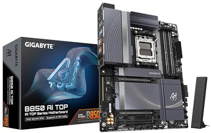 GIGABYTE Scheda madre B850 AI TOP AMD AM5 LGA 1718, ATX, DDR5, 3X M.2, PCIe 5.0, USB-C, WIFI7, 10GbE LAN, EZ-Latch, garanzia di 5 anni