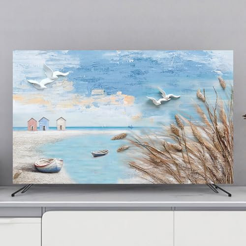 Hixingo Cubierta Antipolvo para TV Universal Funda para Televisor Elástico Protector para Smart TV Cubierta de Televisión Pantalla de Funda para 32 a 80 Pulgadas (58-60,Paisaje 5)