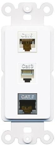 RiteAV 1 Port CAT6 CAT7 Telefon-Kupplung, Buchse, Wippmodul, weiblich-weiblich, für dekorative Wandabdeckung, Frontplatte [Weiß]