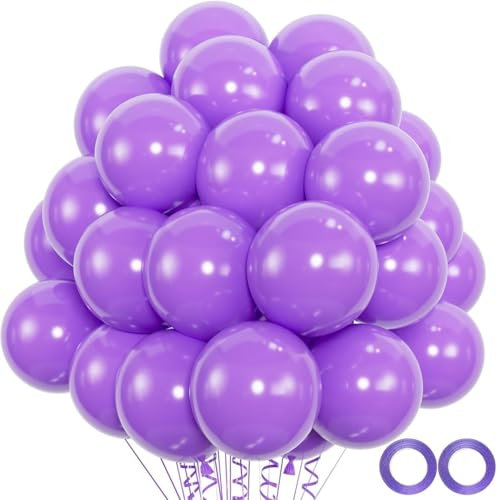 50 Stück Luftballons Lila Ballons 12 Zoll Latexballon Hell Lila Partyballon Geburtstag Dekoration Supplies Neujahrsdekoration