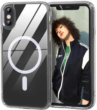 Nupcknn für iPhone X/XS Hülle Magnetisch mit Magsafe (TOP Militärschutz & Magnetkraft) Transparent Anti Vergilbung Handyhülle für iPhone X/XS Durchsichtig Dünn Stoßfest Schutzhülle