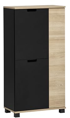 Schildmeyer Highboard Emmik 159513 schwarzmatt/weißeiche Dekor, 59,8 x 32,6 x 116,9 cm