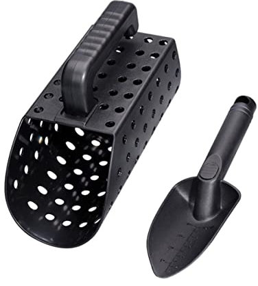 CIYODO 1 Satz Werkzeug Zum Goldwaschen Sieben Sichter Handhaben Sandkasten Bagger Rechen Beschuss Scoop Strand Bausatz Jagd Sandwanne Schatz Schaufelschaufel Erkennen Black