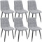 ANVOFONG Esszimmerstühle 6er Set,Küchenstuhl aus Leinenstoff,Polsterstühle mit Eisenfüßen,Stuhl Schlafzimmer,Wohnzimmer Stühle-grau
