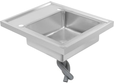 Fregadero de acero inoxidable de 60 x 50 cm, fregadero de una sola capa con orificio para grifo, moderno fregadero de cocina empotrable con encimera, lavabo de cocina multifuncional (60 x 50 cm)
