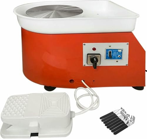 Tornio per ceramica 350 W, tornio elettrico per ceramica 25 cm, piatto girevole, macchina per la formatura della ceramica con maniglia, per lavori di ceramica fai da te, argilla, arte e artigianato~/