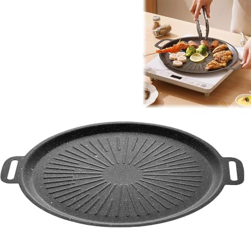 Plaque de Cuisson en Fonte, brasero plancha, Ø36cm BBQ Plancha avec Poignée, Ronds Plaque Barbecue pour Rocket Stove, Barbecue à Gaz, Four à Fusée, Plaque de Plancha