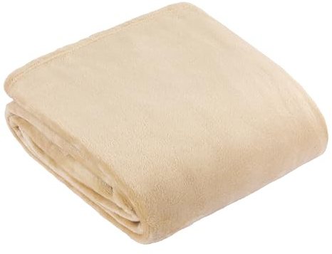 furn. Harrow Fleece Überwurf – seidig weiche leichte Flanelldecke für Bett oder Sofa (Natur – 140x180cm), Natürlich