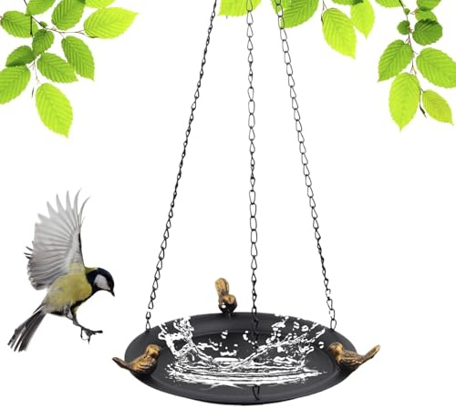 Outdoor Bird Basin - Durable Resin Bird Water Bowl, Decorative Garden Water Feature | Weather Resistant Bird Healing Bowl, Vintage Style Bird Bath Stand for Backyard Lawn Patio Landscape Decoration