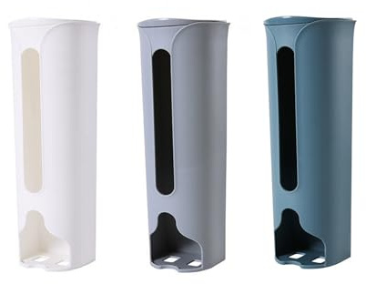 YUEMUZY 3Pcs Grocery Plastic Bag Holder, Multifunctional Wall Mount Organizer - Grocery Bag Dispenser & Underwear/Sock Holder in White, Grey, and Teal