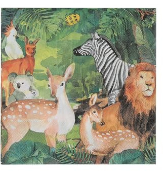 Servietten Zebra Tropischer Löwe Happy Birthday Servietten Hochzeit Kindergeburtstag Cocktailservietten Party Geburtstagsservietten Servierten Disposable Napkins Pack of 15(33x33cm)