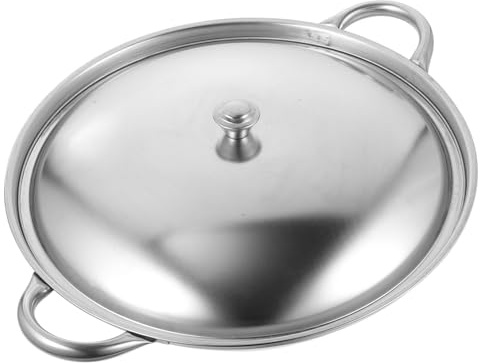 SOLUSTRE Spill Bar Cauldron Stainless Steel Wok Double Handle Cooking Pan for Kitchen for Household Hot Pot Use Cooking Pan for Home