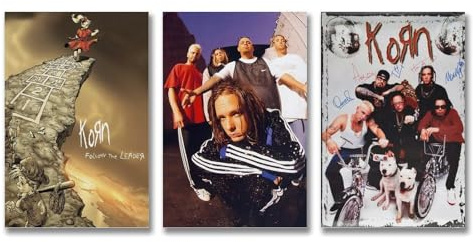zotuuie A Set Of 3 Korn Poster Rock Band Music Album Vintage Cover Posters Für Zimmer, Ästhetische Leinwand-Wandkunst, Schlafzimmer-Dekor 08x12inch(20x30cm)-3pcs