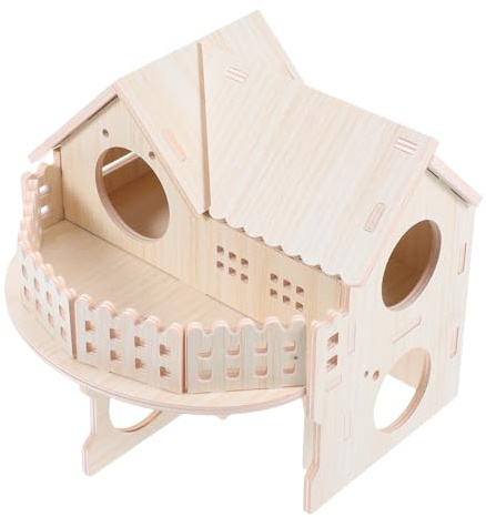 VERDANVERSE Hamster Holzhaus Doppelstöckig aus Naturholz mit Transparenter Fenster Hamster Aktivitätszentrum Kleintierlebensraum Haustierhaus für Zwerghamster und Kleintiere