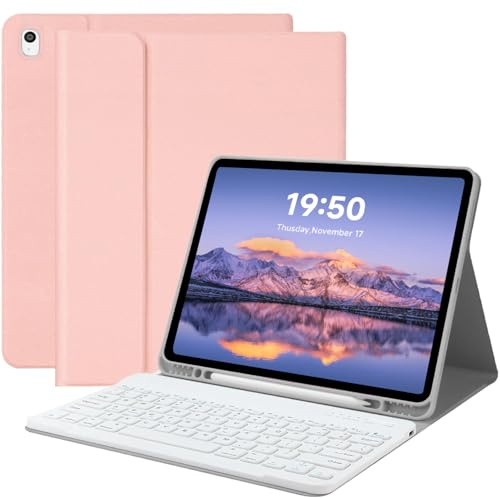 Custodia con tastiera per iPad Pro 12,9 (vecchio modello) 2015 1a / 2017 2a generazione - Tastiera Bluetooth wireless ricaricabile e staccabile - Folio Smart Cover in pelle con portamatite per iPad