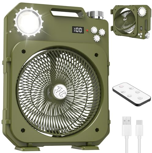 ahnwer Portable Camping Fan, 100 Speeds Travel Fan with 4 Lighting Modes