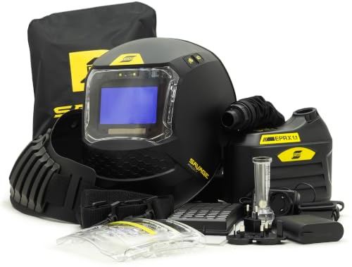 ESAB Savage Schweißhelm Automatik mit Absaugung und Schweißmaske, TH3 PAPR System, 50-Lumen-LED, OpTCS True Color 1/1/1/1, für Wig MIG MAG Plasma, A50 Air LUX