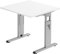 Bümö höhenverstellbarer Schreibtisch O-Serie 80x80 cm in weiß, Gestell in Silber - PC Tisch klein für's Büro manuell höhenverstellbar, Computertisch verstellbar