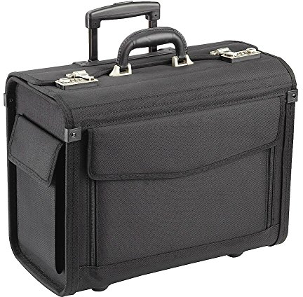 DERMATA Pilotenkoffer aus Nylon Zahlenschloss Kantenschutz Trolley schwarz mit Laptop-Tasche