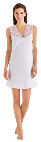 HANRO Damen Moments NW Nachthemd o.Arm 90 cm Nachthemd, per Pack Weiß (White 0101), 44 (Herstellergröße: M)