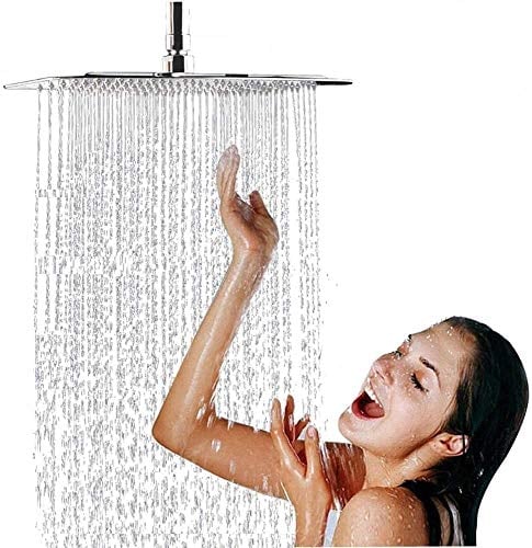 Cocoarm 50 x 50cm Pommeau de douche carré encastrable tête de douche Douche de tête de pluie Pomme de Douche de tête Cascade, cascade carrée Tête Douchette Carré, effet miroir