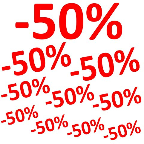 Aufkleber -50% 10er Set Prozent Sale Rabatt Reduziert Schaufenster Preisschild Ausverkauf Rot