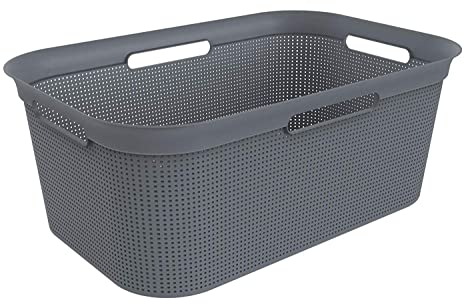 Rotho Brisen Cestino Lavanderia con 4 Maniglie, Plastica (PP) senza BPA, Grigio (Antracite), 40 L, 59.6 x 39.6 x 23.2 cm