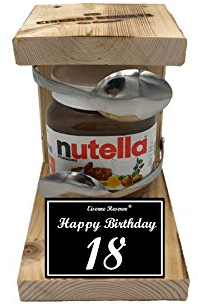 Geschenk 18 Geburtstag Geschenk - Eiserne Reserve Löffel Nutella - lustiges Geschenkidee Geschenkset für Schokoladen Liebhaber -s- HB 18 Geburtstag