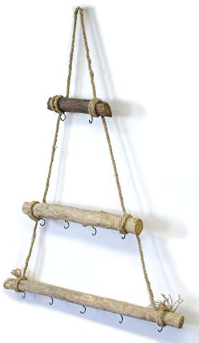 DARO DEKO Holz Leiter mit Haken 52cm x 75cm