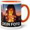 PR Print Royal Foto-Tasse zum selbst gestalten mit Foto und Text/mit individuellen Druck in Profiqualität/Personalisierte Geschenk-Idee mit Bild/Orange