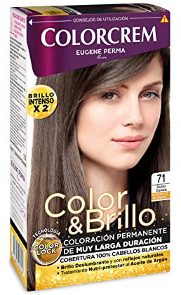 Colorcrem Color & Brillo Colorcrem - Tinte permanente mujer - Tono 71 Rubio Ceniza, con tratamiento nutri-protector al aceite de Argán. + 45% de producto | Disponible en más de 20 tonos.
