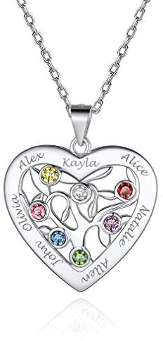 Custom4U Collier Pendentif Arbre de Vie Prénoms Gravé Argent 925