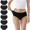 TUUHAW Culotte Femme Coton Taille Midi Confortable Slip Coton Lot de 6 Noir 3XL