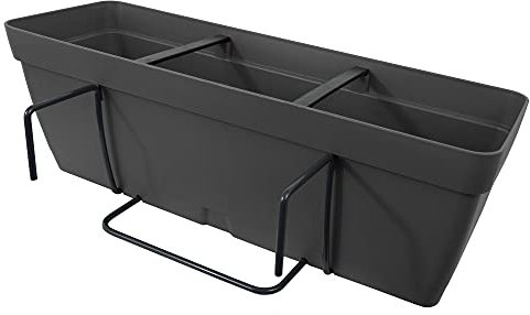 Art Plast Lolego Fly Square Jardinera 50 cm con escuadra de fijación Cuadrada, Antracita