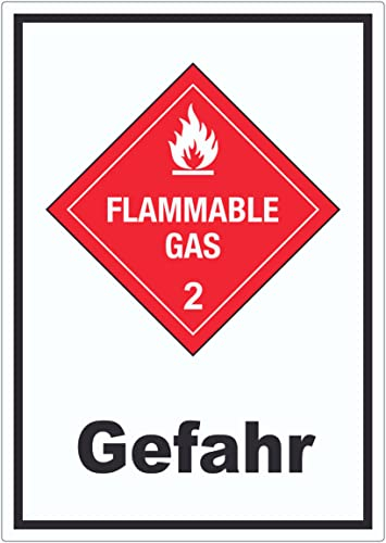 Aufkleber Entzündliche Gase Gefahr Flammable Gas Flamme A9 (37x52mm)