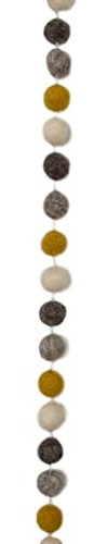 Frida Feeling Fair-Trade Filz-Girlande „Kugeln“ | DEKO-HÄNGER | Dekoration | EDLES NATURPRODUKT | Pom Pom Girlande | LÄNGE ca. 150 cm (Natur/Gelb)