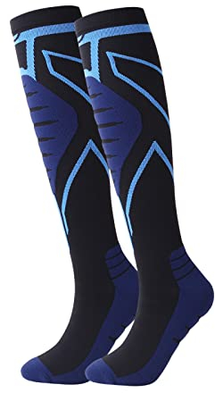 DOCEN Professionelle Sport-Kompressionssocken, Blau, S/M_Gradient Kompressions-Kniestrümpfe