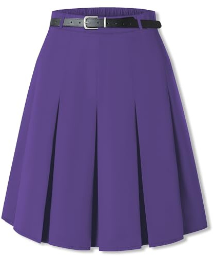 SANGTREE Gonna a pieghe da donna, comoda gonna a vita alta per uniforme scolastica scozzese gonna da tennis per ragazze viola uva, 3XL, Viola, 3XL