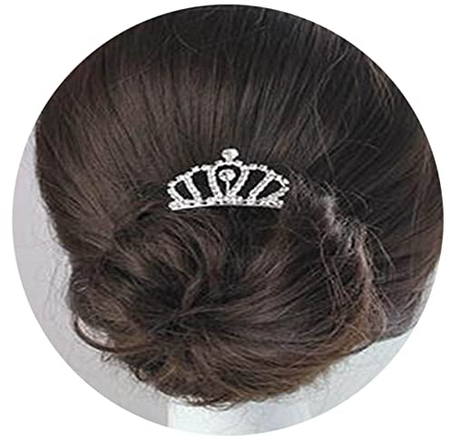 Yheakne Vintage Prinzessin Krone Kamm Kristall Kleine Tiara Krone Stirnband Glanz Strass Krone Haarkamm Mini Tiara Kamm für Mädchen Geburtstag Party Abschlussball Haarschmuck (Silber A)