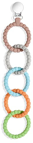 Vicloon 5 Pezzi Anello per Dentizione, Dentizione Neonati Giocattolo Anello Massaggiagengive in Silicone senza BPA con Clip per Ciuccio, Massaggia Gengive per Neonati, Adatto a Ragazzi e Ragazze