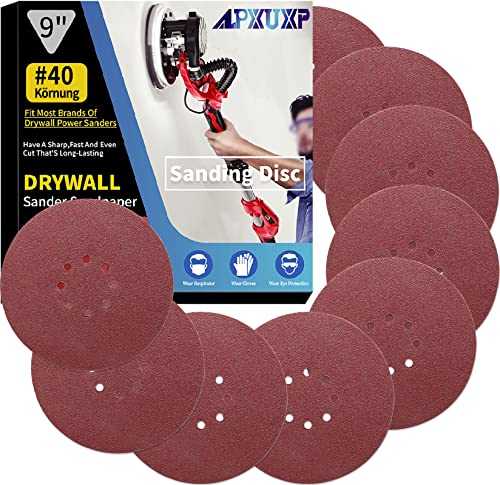 ALPXUXP Schleifpapier 225mm Klett 40 Körnung 8 Loch Schleifscheibe für Trockenbauschleifer Schleifgiraffe Rund Schleifpapier(20 Stück)