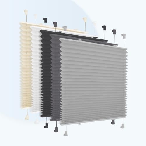 TFSKY Plissee Klemmfix ohne Bohren Grau B80 x H120 cm für Fenster Tür | Plisseerollo Lichtdurchlässig & Blickdicht, Faltrollo Fertigplissee Rollos Sichtschutz mit Klemmträger, einfache Montage