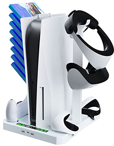 MIKNEKE PSVR2 Station de Charge Verticale pour Console PS5, Station de Refroidissement pour Console PS5, Accessoires PS VR2 (Blanc)